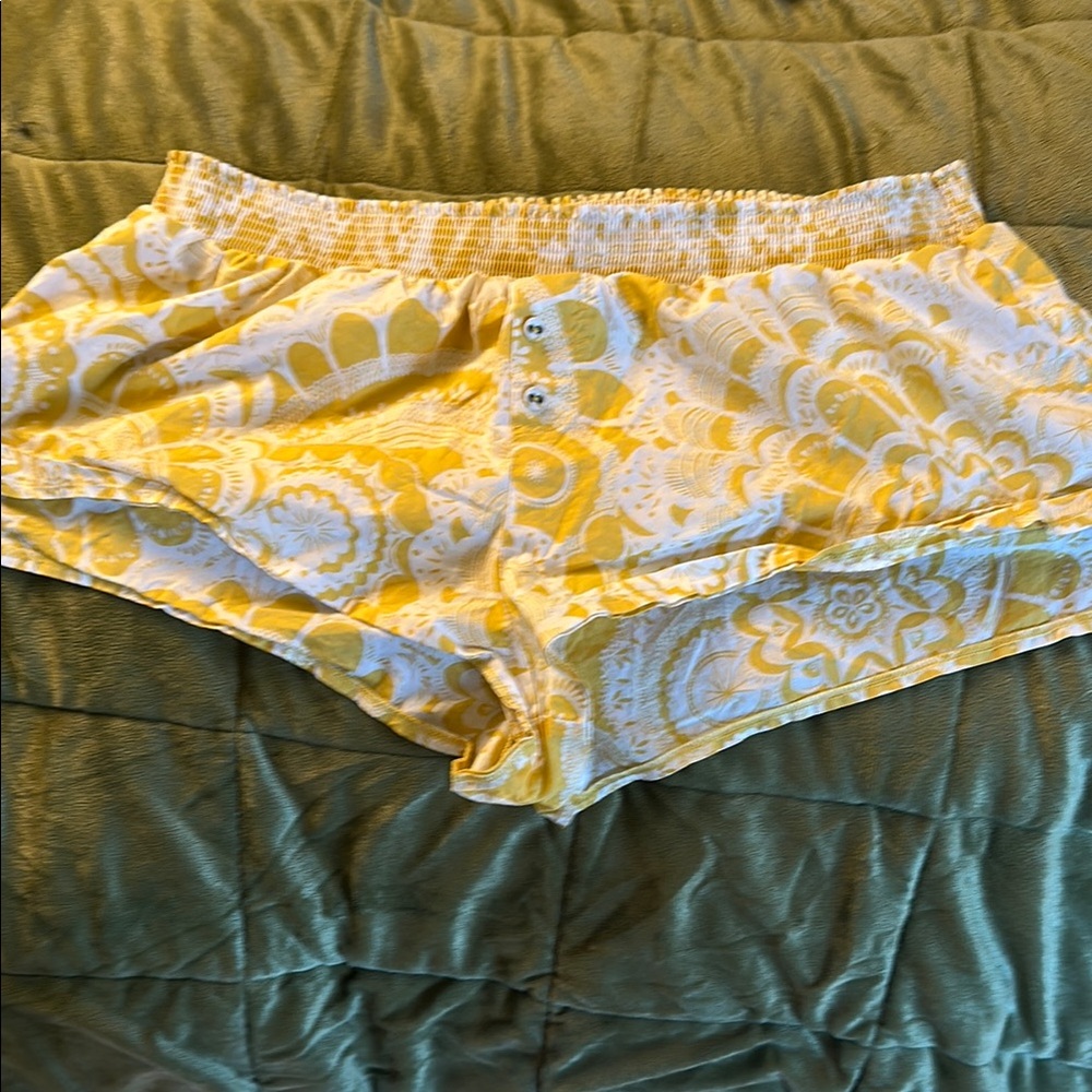 Yellow and White Patterned Shorts